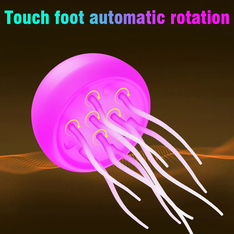 Jellyfish Cartoon LED Nihgt Light Voice Control Gradient Cute Rotating Jellyfish Hanging Bedside Lamp RGB Table Lamps Room Decor